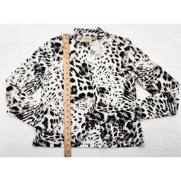 Elie Tahari Womens Size Medium Leopard Print Long Sleeve Mock Neck Shirt Top - Picture 6 of 7